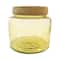 Hello Honey® Yellow & Whitewash Hammered Glass Jar with Mango Wood Lid